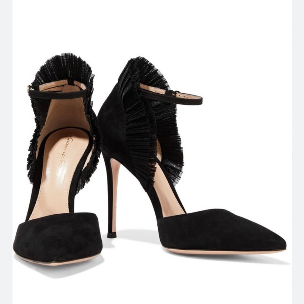 Gianvito Rossi Annabelle Black Suede and Tulle